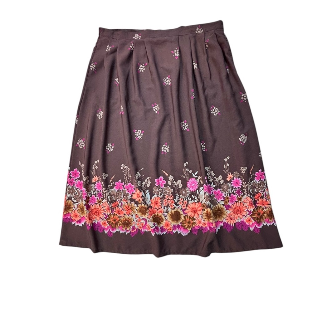 Vintage 90’s Sag Harbor Woman Skirt Midi Plus Size 2X Brown Floral Y2K Cottage